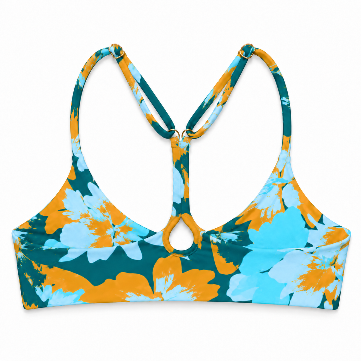 Back of the Cove Lenny racerback bikini top with adjustable straps and a small keyhole