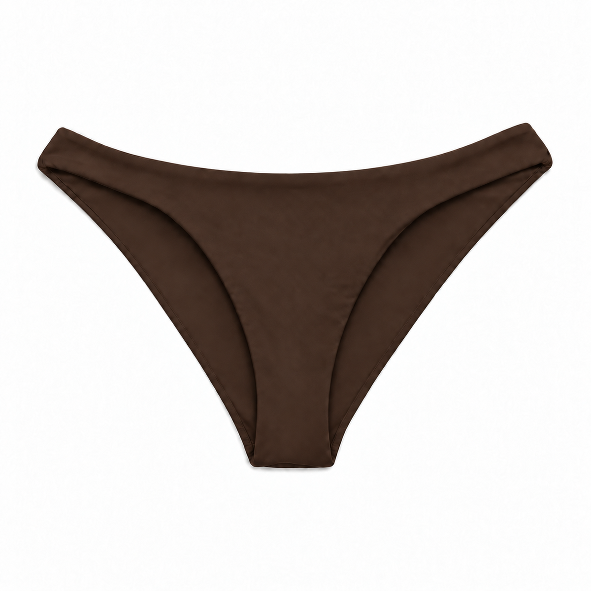 Midori Espresso Parker bikini bottom, front view showing low-rise cut and thin sides