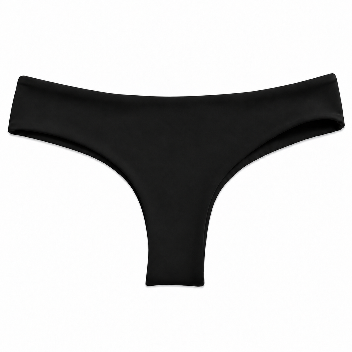 Midori Noir Brayden bikini bottom, front view showing wide side bands and adjustable-rise fit