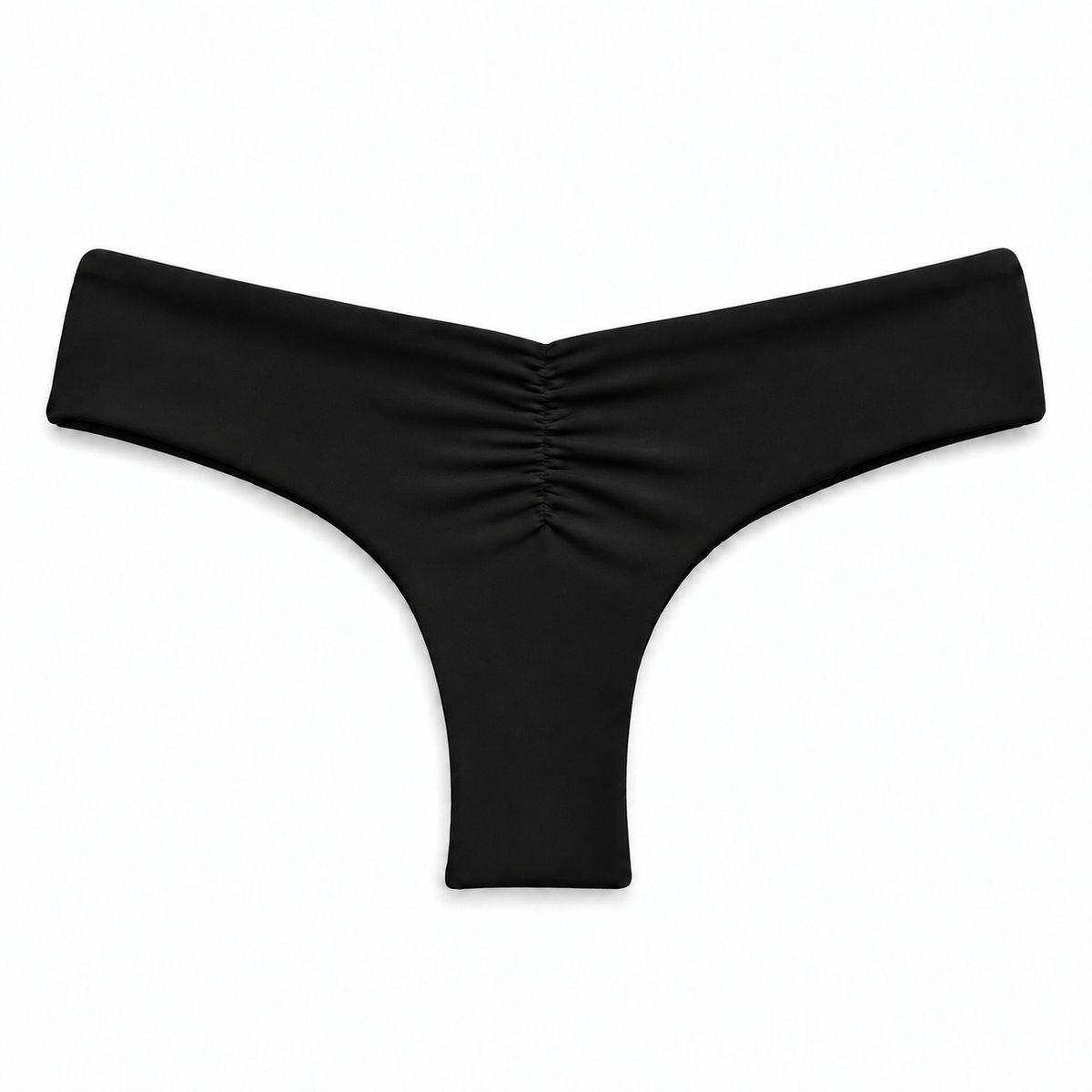Midori Noir Brayden bikini bottom, back view showing scrunch-back Brazilian coverage