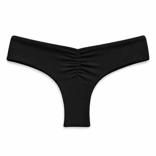 Midori Noir Brayden bikini bottom, back view showing scrunch-back Brazilian coverage