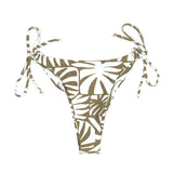 Olive Green Palm Print Bikini Bottom | Tie Side Skimpy Clover Swimwear Bottom Midori Bikinis
