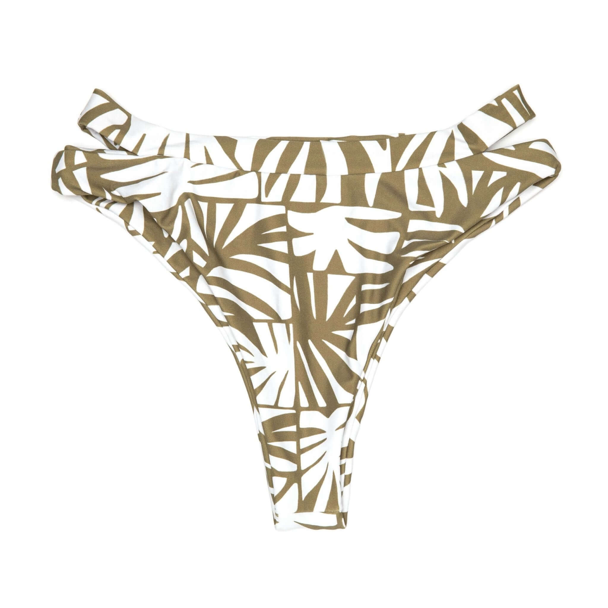 Green Palm Print Stevie Bottom | Mid-Waisted Cheeky Bikini Midori Bikinis