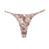 Mauve and Cream Palm Thong Bikini Bottom | Minimal Coverage Swimwear Midori Bikinis