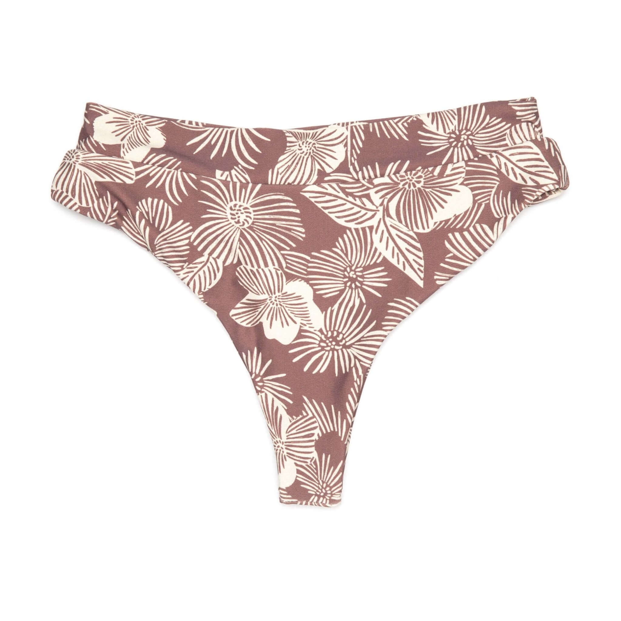 Mauve Palm Print Swim | Mid-Waisted Noah Bikini Bottoms Midori Bikinis