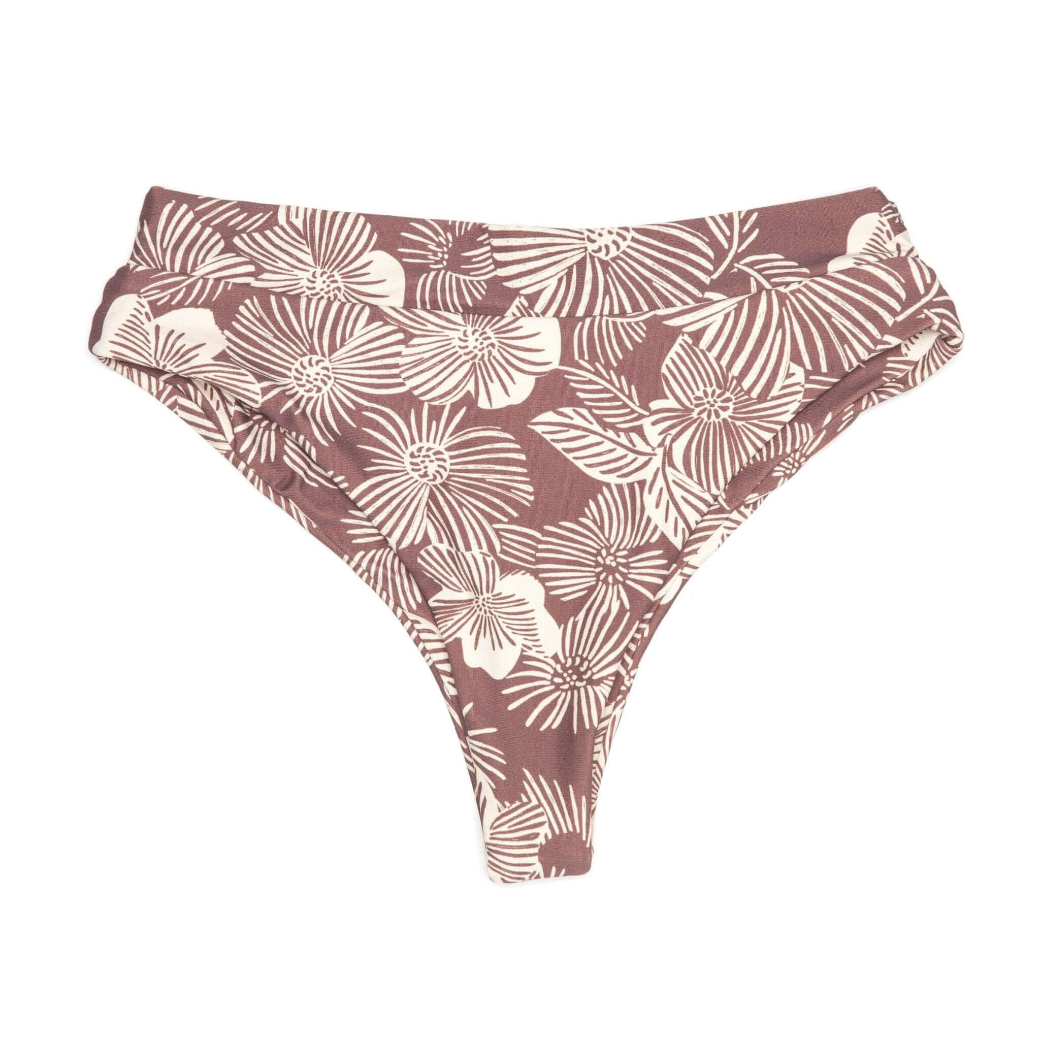 Mauve Palm Print Swim | Mid-Waisted Noah Bikini Bottoms Midori Bikinis