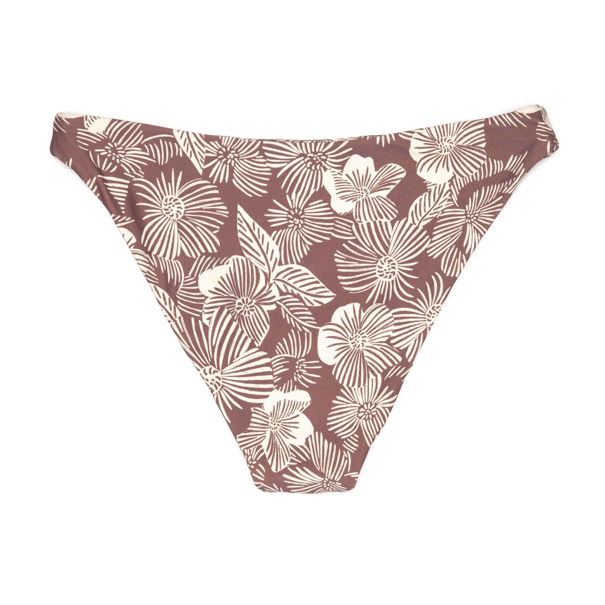 Mauve Palm Print Bikini Bottom | Almost Full Coverage Swim Midori Bikinis