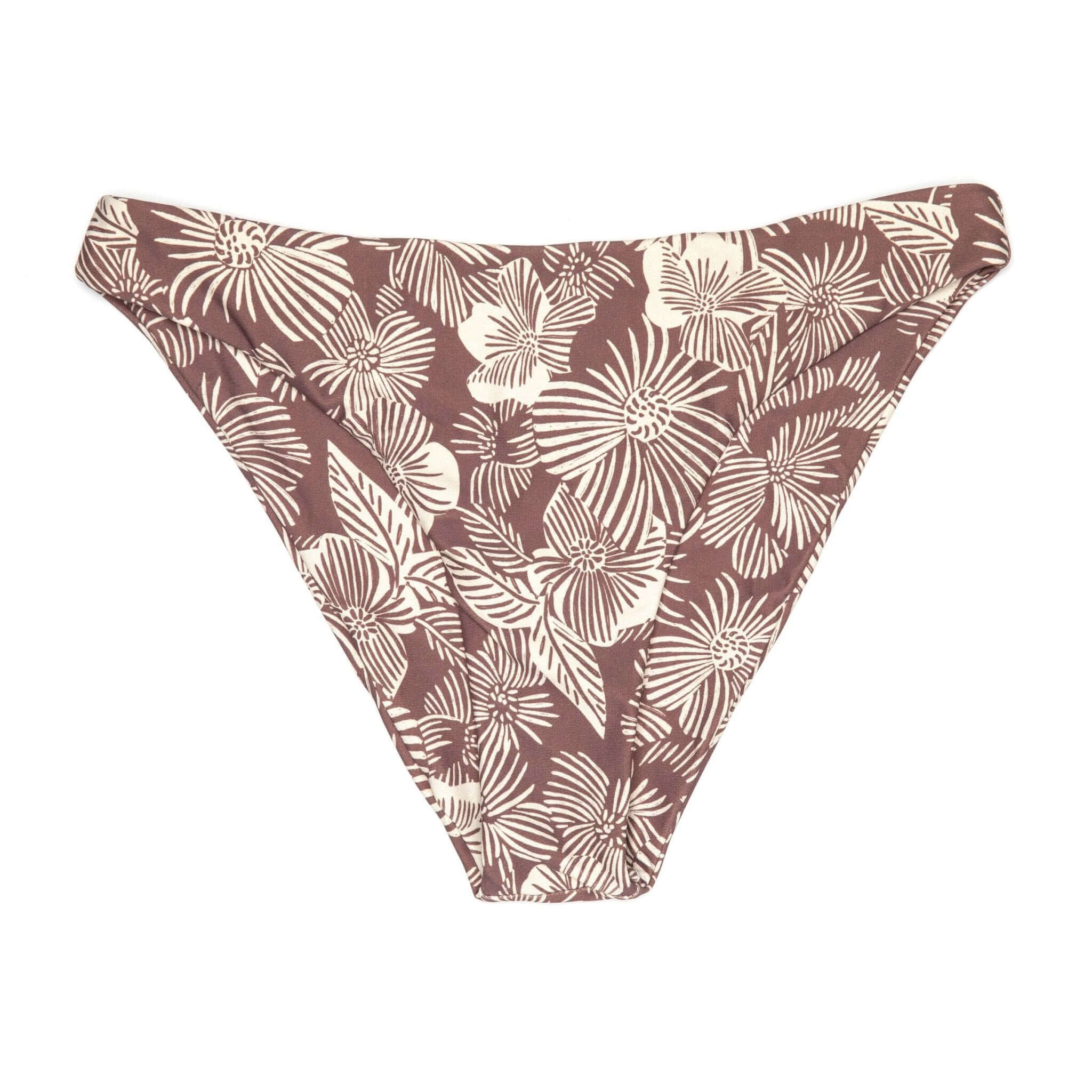 Mauve Palm Print Bikini Bottom | Almost Full Coverage Swim Midori Bikinis