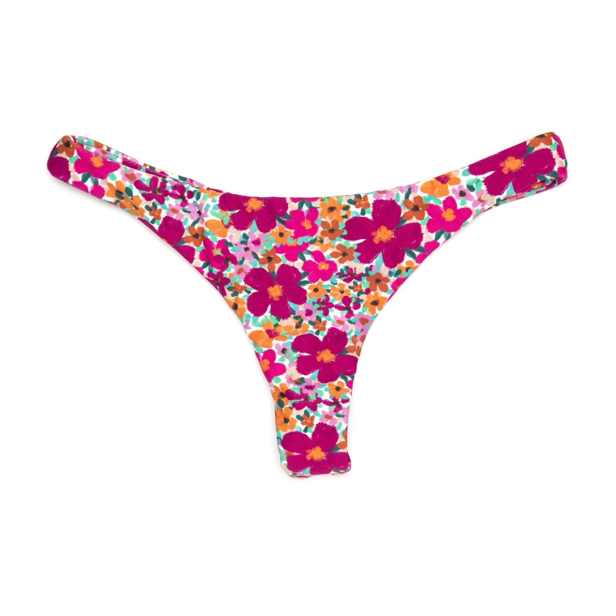 Purple Floral Print Kai Bottom | Tiny Scrunch Bikini Bottoms Midori Bikinis