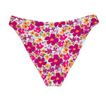 Purple Floral Print Tanner Bikini | Almost Full Coverage Swim Bottom Midori Bikinis