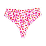 Pink and Yellow Plumeria Print Swim | Mid-Waisted Noah Bikini Bottoms Midori Bikinis