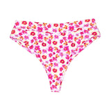 Pink and Yellow Plumeria Print Swim | Mid-Waisted Noah Bikini Bottoms Midori Bikinis