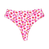 Pink and Yellow Plumeria Print Swim | Mid-Waisted Noah Bikini Bottoms Midori Bikinis