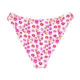 Pink and Yellow Plumeria Floral Bikini Bottom | Almost Full Coverage Swim Midori Bikinis